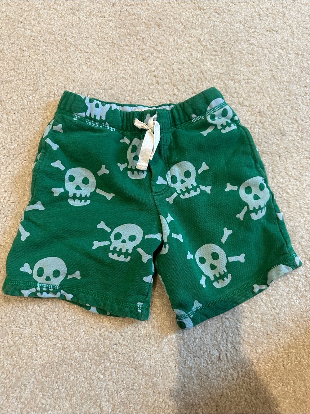 Mini Boden Green Skull & Crossbones Shorts